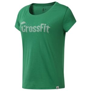 Reebok Cf Holiday Graphic T Shirt Damen - Grün - DE 981-TWQ